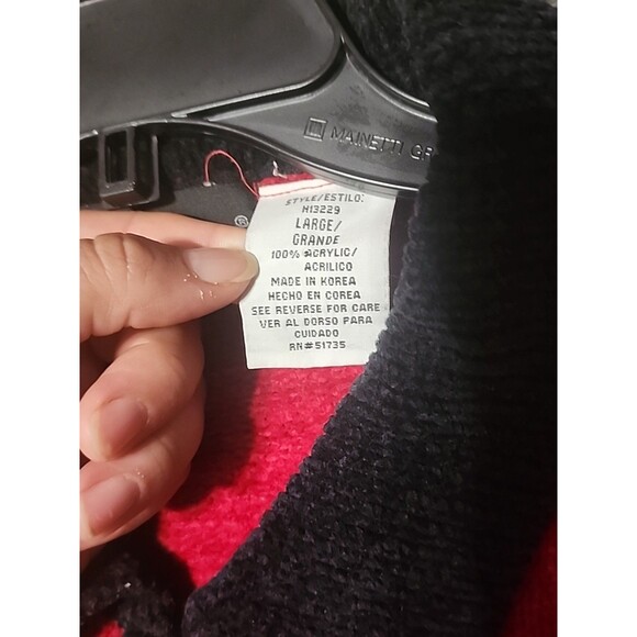 Sag Harbor Women’s Large Red Black Zip Up Sweater Jacket Soft Knit Retro - Picture 6 of 7